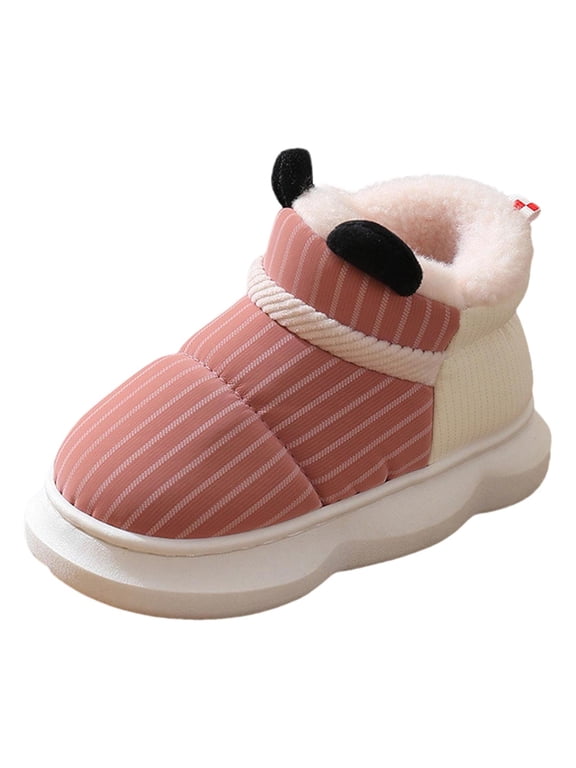 Kids Boys Girls Winter Cloud Warm Home Plush Slippers on Cozy Soft Cover House Slippers Red