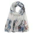 thumbnail image 1 of BRICH Lightweight Summer Scarves Fashion Flowers Printed for Women Wrap Scarf Head Shawl White One Size, 1 of 3