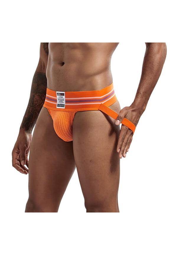 Men's Jockstraps Underwear Wide Belt Athletic Supporter Comfortable Mens Sport Jockstrap Mens Jockstrap Orange M