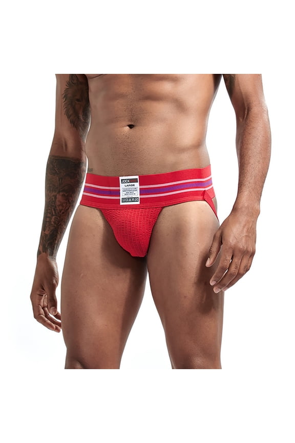 Men's Jockstraps Underwear Wide Belt Athletic Supporter Comfortable Mens Sport Jockstrap Mens Jockstrap Red L