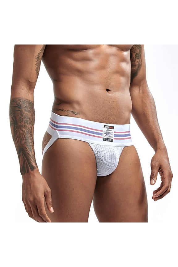 Men's Jockstraps Underwear Wide Belt Athletic Supporter Comfortable Mens Sport Jockstrap Mens Jockstrap White M