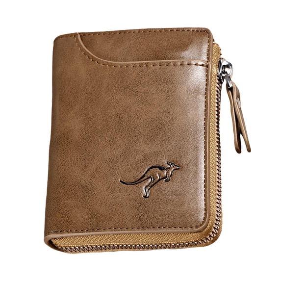 BRICH Men's Rfid Blocking Wallet Zipper Medium Size Wallets Credit Card Holder 02-Khaki One Size