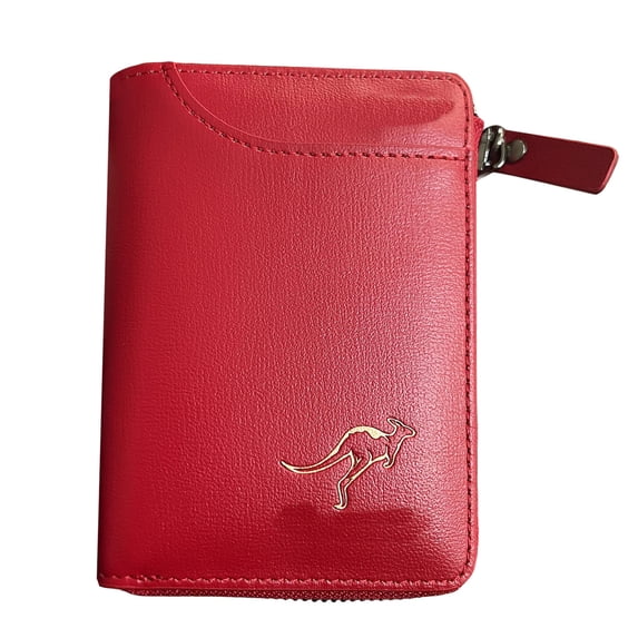 BRICH Men's Rfid Blocking Wallet Zipper Medium Size Wallets Credit Card Holder 02-Red One Size