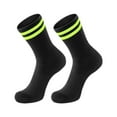 thumbnail image 1 of BRICH Men's and Women's Sports Stripes Cotton Half Cushion Crew Socks Dark Green One Size, 1 of 2