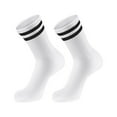 thumbnail image 1 of BRICH Men's and Women's Sports Stripes Cotton Half Cushion Crew Socks White One Size, 1 of 2