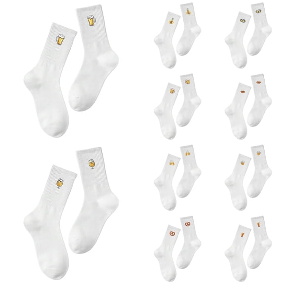 BRICH Oktoberfest Crew Socks Funny Socks Gift for Men Women 10-White One Size