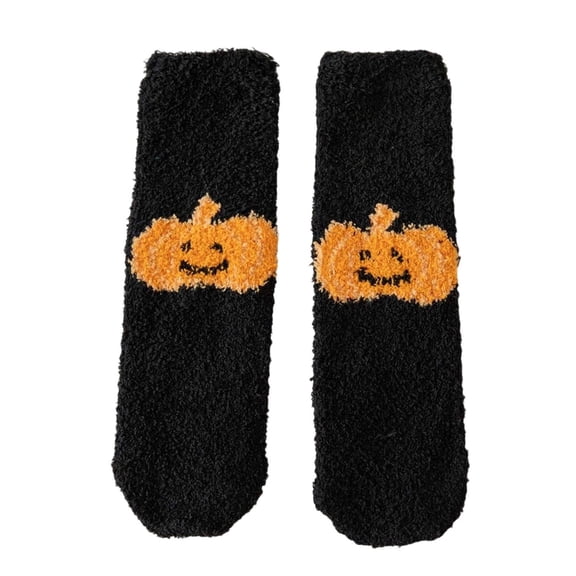 BRICH Scrunch Socks for Women Soft Stocking Breathable Thick Knit Cute Winters Party Holiday Sock Black1 One Size