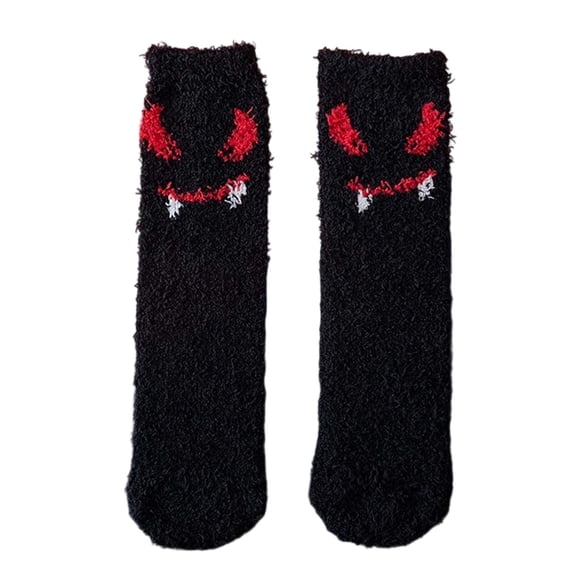 BRICH Scrunch Socks for Women Soft Stocking Breathable Thick Knit Cute Winters Party Holiday Sock Black2 One Size