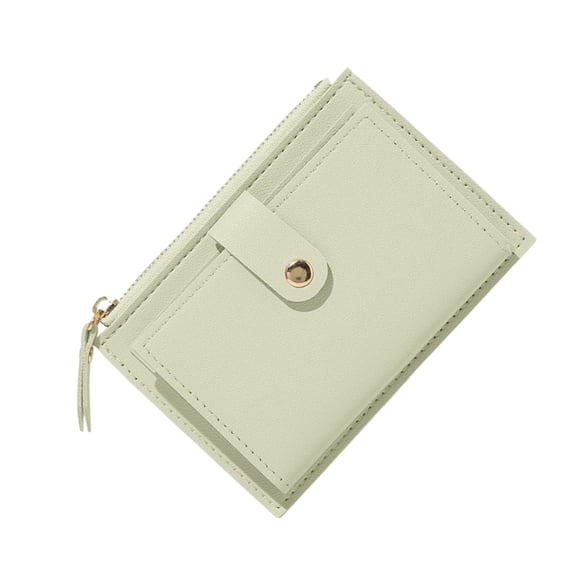BRICH Small Credit Card Holder Slim PU Leather Wallet Minimalist Card Case Holder Coin Purse Change Purse with Zipper for Men Women Green One Size