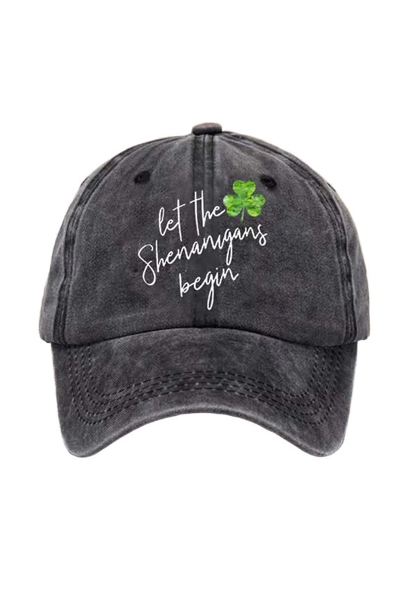 St. Patrick’s Day Shamrock Baseball Cap Distressed Embroidered Hat Irish Casual Cap for Everyday Wear 06-Dark Gray One Size