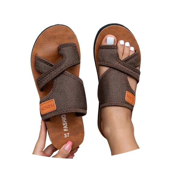BRICH Summer Sandals for Women Hollow Mesh Slide Extra Wide Beach Breathable Comfortable Mules Orthopedic Shoes Coffee 7.5