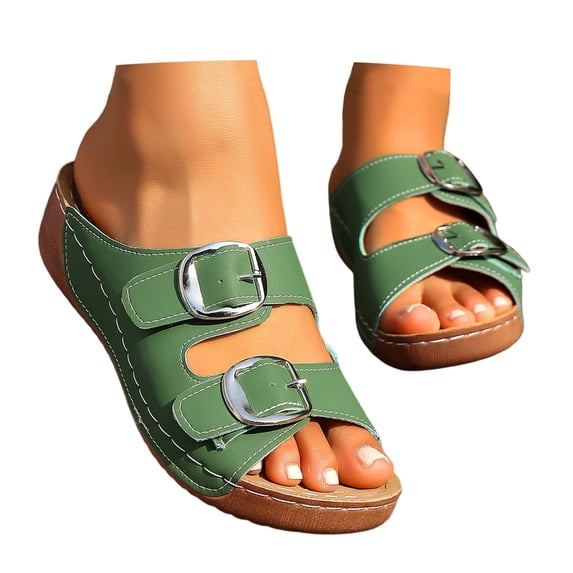 BRICH Summer Sandals for Women Orthopedic Wedge Shoes with Arch Support Adjustable Straps Open Toe Platform Walking Shoes