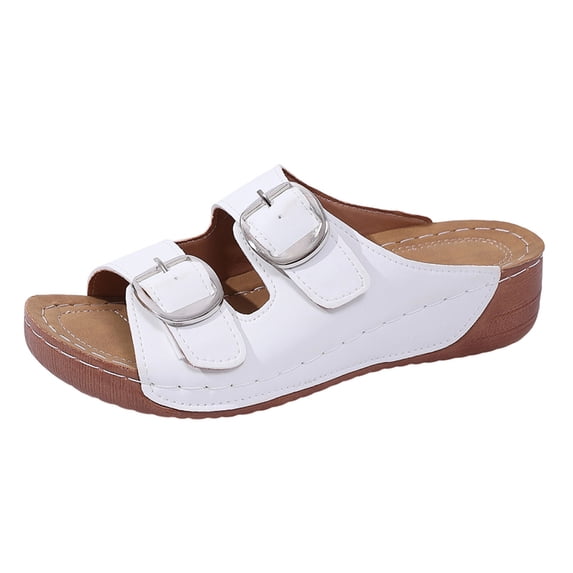 BRICH Summer Sandals for Women Orthopedic Wedge Shoes with Arch Support Adjustable Straps Open Toe Platform Walking Shoes