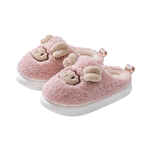 BRICH Toddler Winter Slippers Soft Plush Indoor Slippers for Girls Boys Cute House Shoes Pink