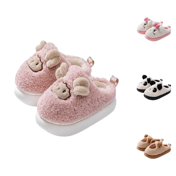 BRICH Toddler Winter Slippers Soft Plush Indoor Slippers for Girls Boys Cute House Shoes White