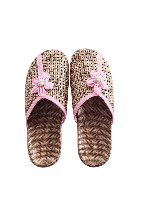 Vine Grass Woven Slippers in Summer Linen Slippers for Indoor Living Anti Grass Mat Bamboo Sandals for Women Men