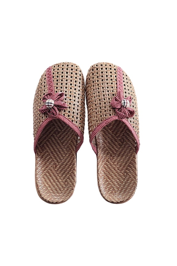 Vine Grass Woven Slippers in Summer Linen Slippers for Indoor Living Anti Slip Grass Mat Bamboo Sandals for Women Men