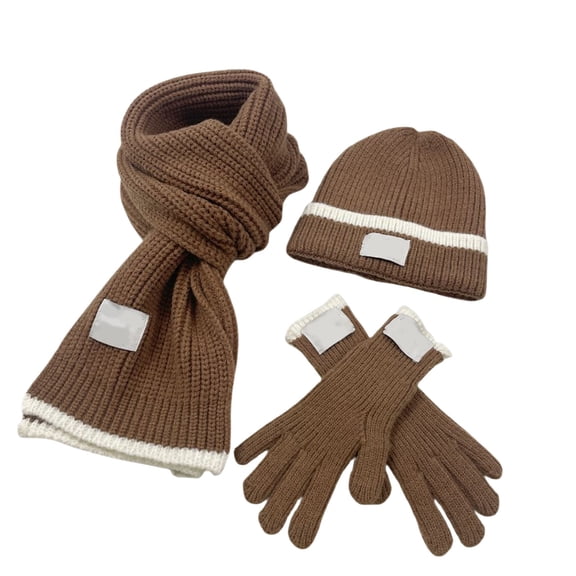 BRICH Winter Beanie Hat Scarf Gloves Set Long Scarf Neck Warm Knit Hat Warmer Winter Gloves Sets for Men Women Coffee One Size