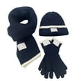 thumbnail image 1 of BRICH Winter Beanie Hat Scarf Gloves Set Long Scarf Neck Warm Knit Hat Warmer Winter Gloves Sets for Men Women Navy One Size, 1 of 5