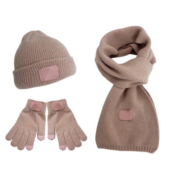 BRICH Winter Beanie Hat Scarf Gloves Set for Men Women Long Scarf Neck Warm Knit Hat Warmer Winter Gloves Sets Red One Size
