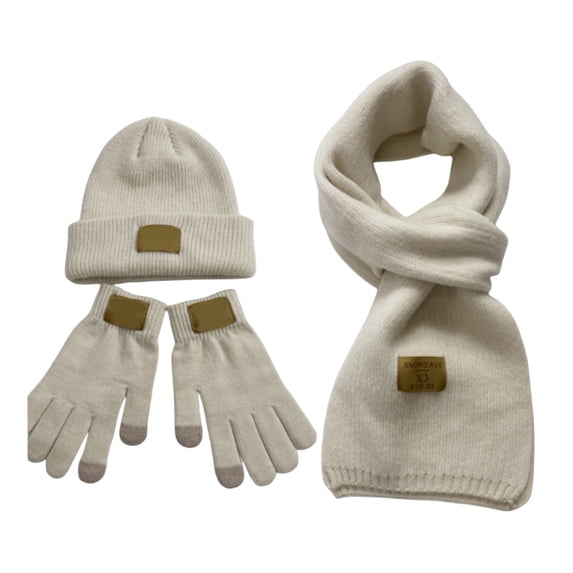 BRICH Winter Beanie Hat Scarf Gloves Set for Men Women Long Scarf Neck Warm Knit Hat Warmer Winter Gloves Sets White One Size