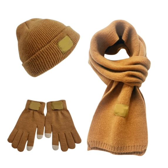 BRICH Winter Beanie Hat Scarf Gloves Set for Men Women Long Scarf Neck Warm Knit Hat Warmer Winter Gloves Sets Yellow One Size