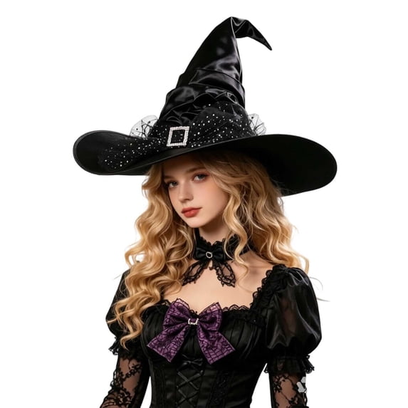 BRICH Witch Hat Novelty for Adult Women Decoration Accessory Witch Hat Black One Size
