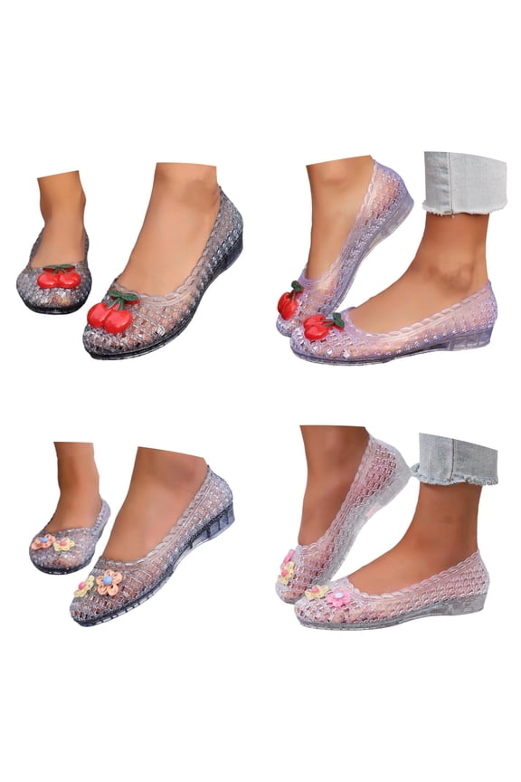 Women's Cute Transparent Closed Toe Sandals Spring Summer Breathable Openwork Sandals 02-Black 6.5