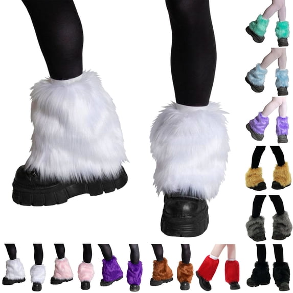 BRICH Women's Furry Leg Warmers Y2k Fashion Fluffy Warmers Boot Boot Sleeves Furry Boot Covers One Size