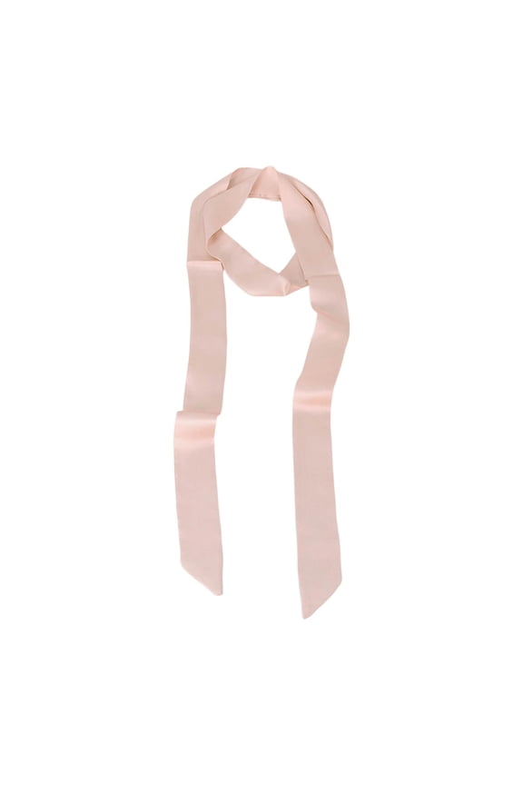 Women's Solid Color Long Neckerchief Pure Scarf Necktie Handbag Wrap Handle Satin Belt Pink One Size