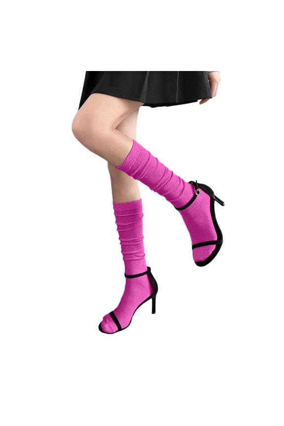 Women's Thigh High Socks Shiny Thread over the Knee Stackable Socks Hot Pink One Size