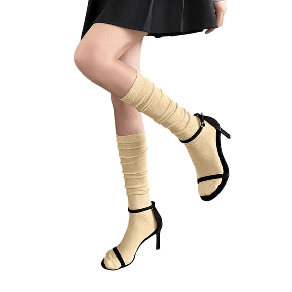 BRICH Women's Thigh High Socks Shiny Thread over the Knee Stackable Socks Yellow One Size