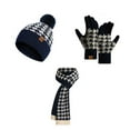 thumbnail image 1 of BRICH Women's Winter Beanie Hat Long Scarf and Touchscreen Gloves Lined Skull Caps with Pompom Neck Scarves Set Navy One Size, 1 of 5