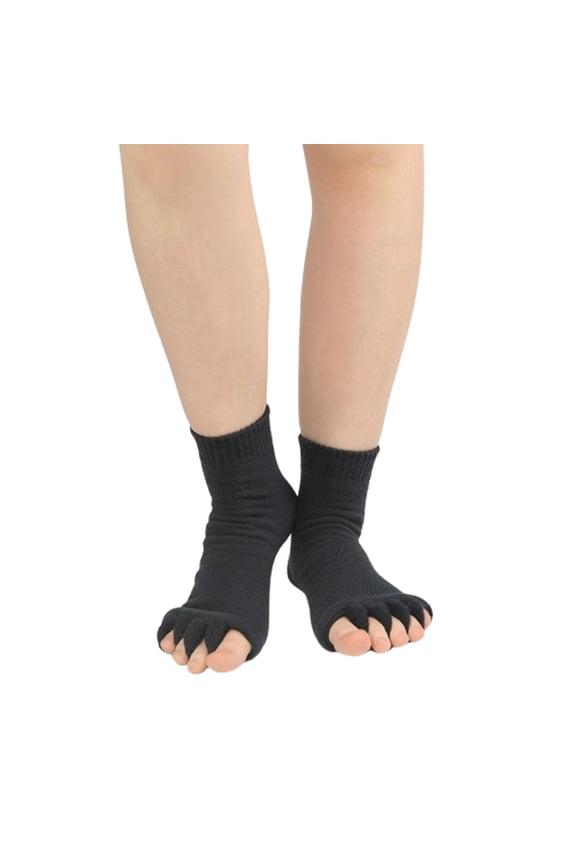 Yoga Sports Gym Five Toe Separator Socks Alignment Health Massage Sock Proof Foot Cramps Grey One Size