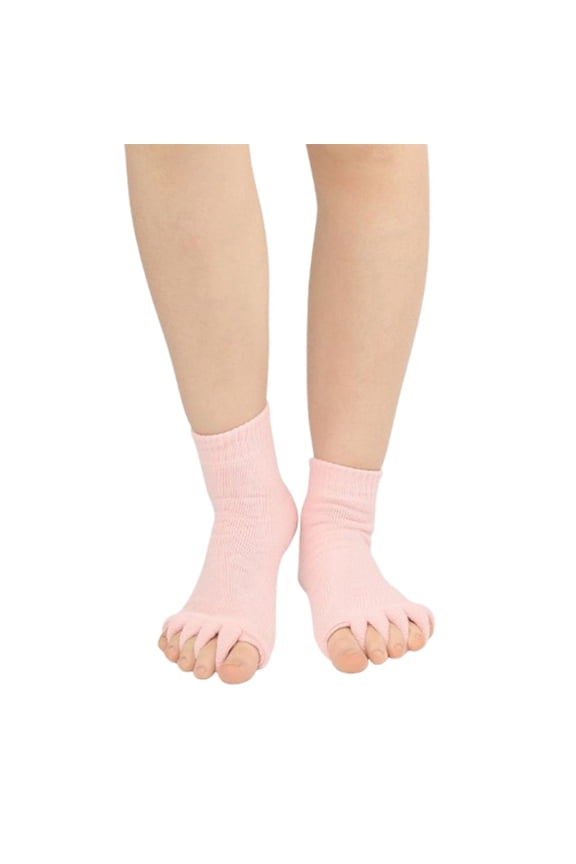 Yoga Sports Gym Five Toe Separator Socks Alignment Health Massage Sock Proof Foot Cramps Red One Size