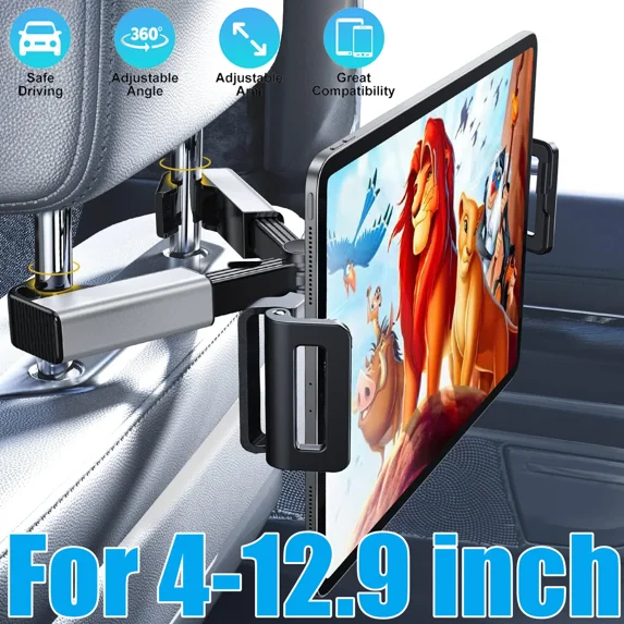 BRICK- 360° Car Back Seat Headrest Universal Tablet Holder Mount For 4.7-12.9" Phone