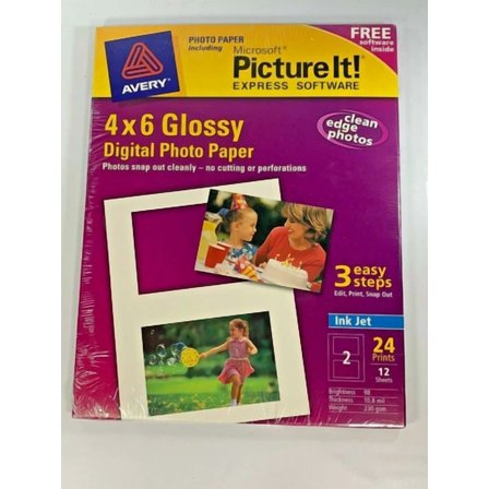 BRICK- Avery Digital Photo Paper Glossy Inkjet 4 X 6 Photos W/ Software 2 Pkgs Of 24