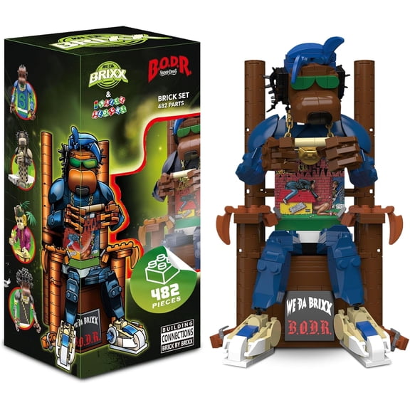 BRICK BLOCKS - Snoop Dogg Building Block Sets, 482 Pieces Featuring B.O.D.R Building Set, Model Size 4.3 x 5.3 x 7.7 Inches