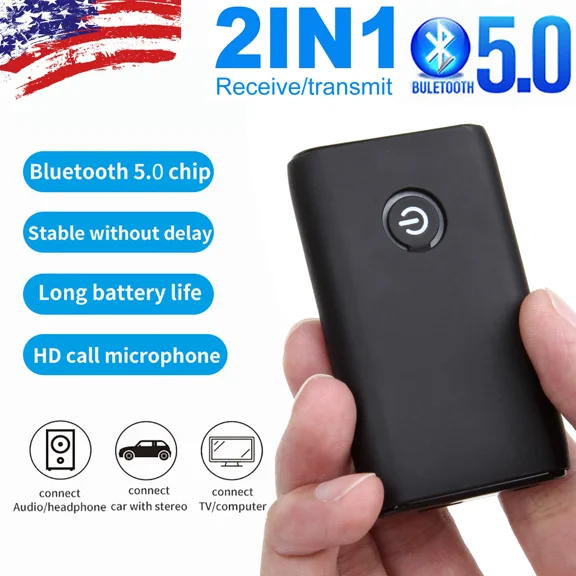 BRICK- Bluetooth 5.0 Transmitter & Receiver 2In1 Adapter Wireless Audio 3.5Mm Jack Aux