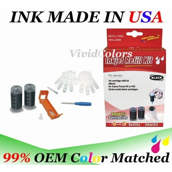 BRICK- Ink Cartridge Refill Kit For Canon Pgi225 Pigment Black With Tool Box