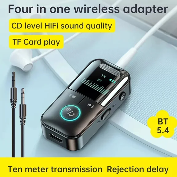 BRICK- Led Bluetooth 5.4 Transmitter Receiver Wireless Audio Aux Car Adapter Mp3 Player