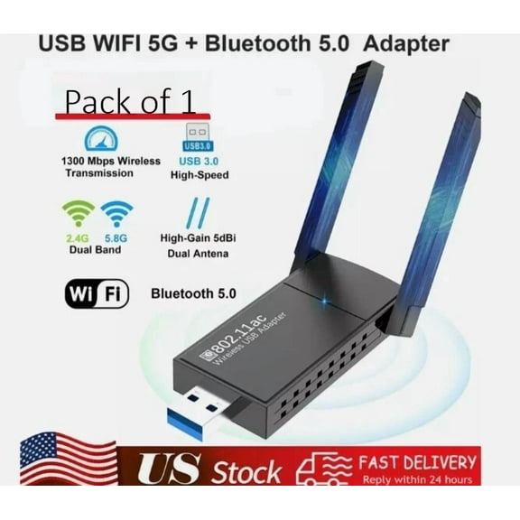 BRICK- Usb 3.0 Wireless Wifi Adapter 1300Mbps Long Range Dongle Dual Band Network Lot
