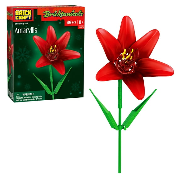 Brickcraft Bricktanicals Amaryllis Building Kit - 49 Piece Botanical Decoration & Seasonal Display