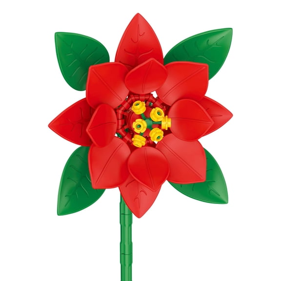 Brickcraft Bricktanicals Poinsettia Building Kit (56-Piece Set), Botanical Decoration, Holiday Collectible, Festive Brick Flower