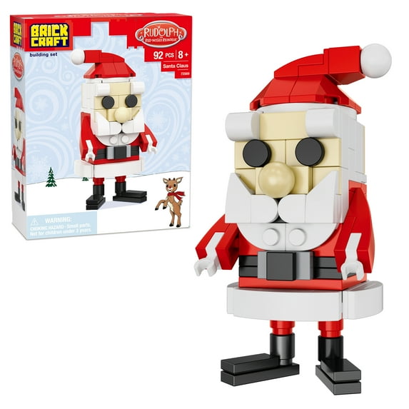 Brickcraft Rudolph the Red-Nosed Reindeer Santa Claus Brick Building Kit (92-Piece Set), Christmas Decoration, Collectible Holiday Figure, Nostalgic Gift