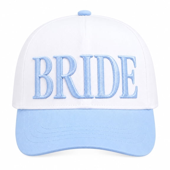 BRIDE Bachelorette Party Hat - Embroidered White and Blue Baseball Cap for Bridal Shower & Girls Trip Accessory