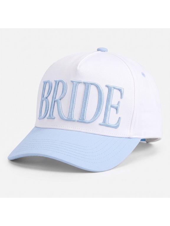 BRIDE Embroidered Baseball Cap for Women, Adjustable White & Light Blue Hat for Bride-to-Be, Bridal Shower & Bachelorette Gifts
