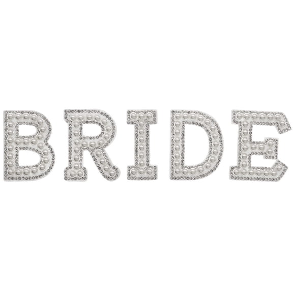 BRIDE Pearl Letter Patch, Rhinestone Chenille Letter Applique Set, Self Adhesive Decorative Alphabet Patches for Bridal Jacket, Robe, Tote Bag, Hat, DIY Wedding Bachelorette Accessories