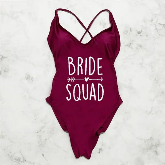 BRIDE SQUAD One Piece Swimsuit Woman 2023 Sexy Padded Bodysuit Summer Bathing Suit Bachelor Party Swimwear maio feminino praia