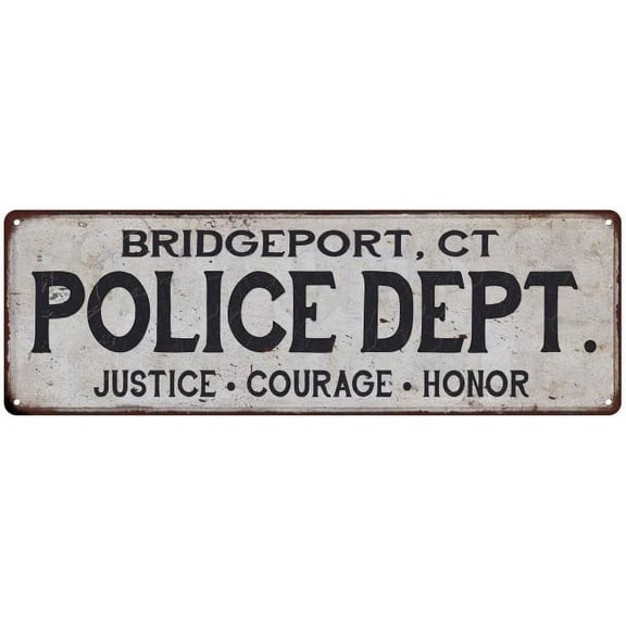 BRIDGEPORT, CT POLICE DEPT. Home Decor Metal Sign Gift 6x18 106180012168
